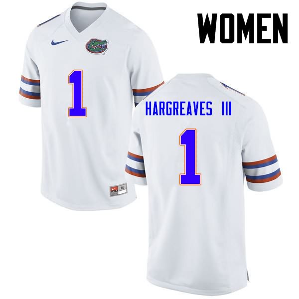 Women's NCAA Florida Gators Vernon Hargreaves III #1 Stitched Authentic Nike White College Football Jersey CGH1765VH